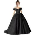 thumbnail image 1 of Drtj 2-14T Kids Teens Flower Girl Dress Off Shoulder Pageant Sparkling Formal Dress Birthday Party Ball Gowns, 1 of 7