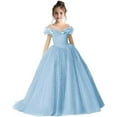 thumbnail image 1 of Drtj 2-14T Kids Teens Flower Girl Dress Off Shoulder Pageant Sparkling Formal Dress Birthday Party Ball Gowns, 1 of 7