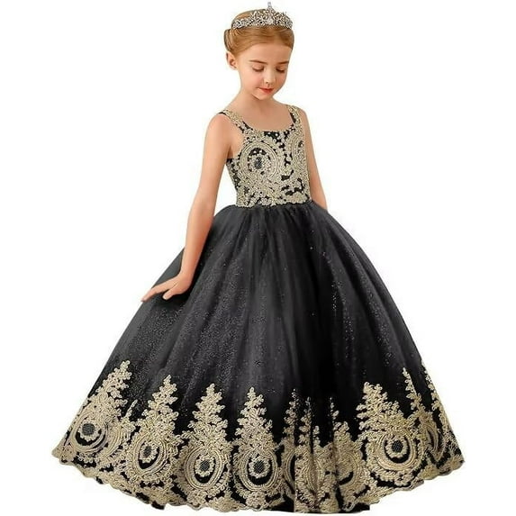 Drtj 2-14T Kids Teens Flower Girl Dresses Wedding Pageant Dresses Tulle Applique Prom Ball Gowns