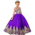 thumbnail image 1 of Drtj 2-14T Kids Teens Flower Girl Dresses Wedding Pageant Dresses Tulle Applique Prom Ball Gowns, 1 of 8