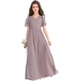 thumbnail image 1 of Drtj 2-14T Kids Teens Junior Bridesmaid Flower Girl Dresses Formal Dresses V-Neck Floor-Length Chiffon, 1 of 7