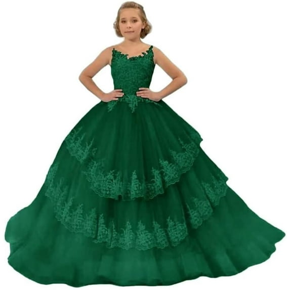 Drtj Elegant Lace Flower Girl Dress - Tulle First Communion & Wedding Pageant Gown for Girls Ages 2-16 (Bridesmaid, Party, Special Occasions)
