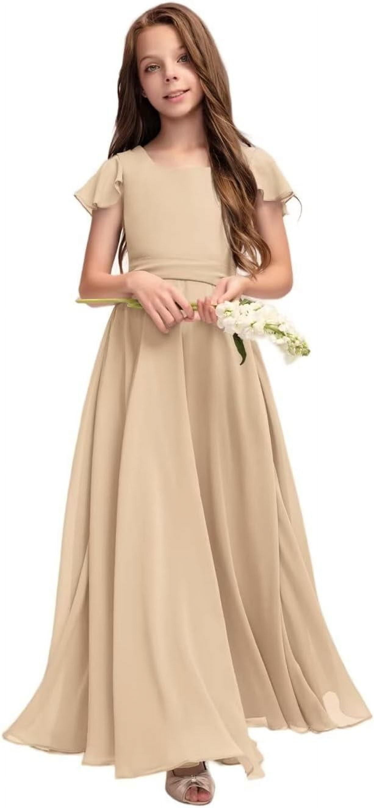 Drtj Fancy Girl Junior Bridesmaid Dresses Kids Sleeveless Cute Maxi Dress Teen Long Wedding Party Prom Gowns