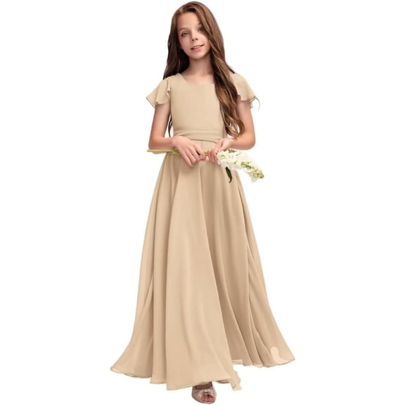 Drtj Fancy Girl Junior Bridesmaid Dresses Kids Sleeveless Cute Maxi Dress Teen Long Wedding Party Prom Gowns