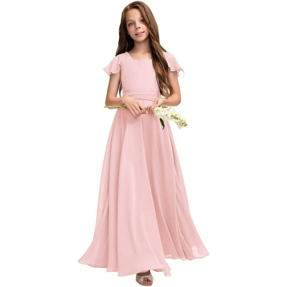Drtj Fancy Girl Junior Bridesmaid Dresses Kids Sleeveless Cute Maxi Dress Teen Long Wedding Party Prom Gowns
