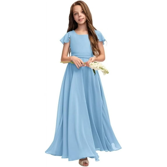 Drtj Fancy Girl Junior Bridesmaid Dresses Kids Sleeveless Cute Maxi Dress Teen Long Wedding Party Prom Gowns