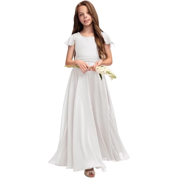 Drtj Fancy Girl Junior Bridesmaid Dresses Kids Sleeveless Cute Maxi Dress Teen Long Wedding Party Prom Gowns