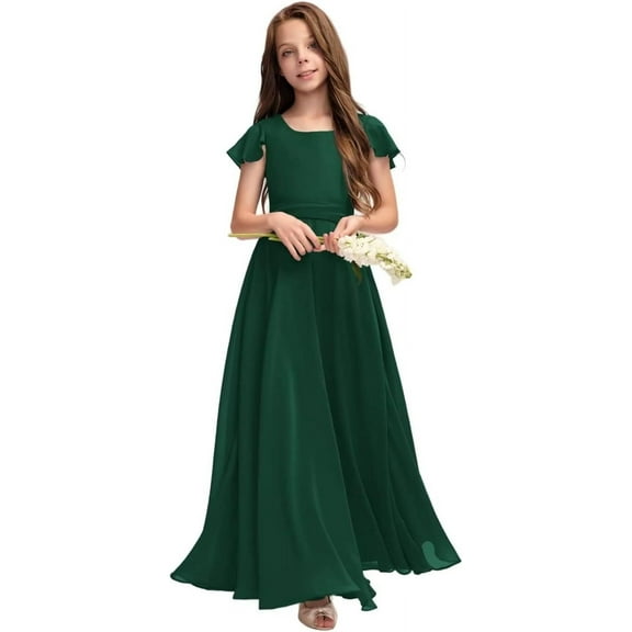 Drtj Fancy Girl Junior Bridesmaid Dresses Kids Sleeveless Cute Maxi Dress Teen Long Wedding Party Prom Gowns