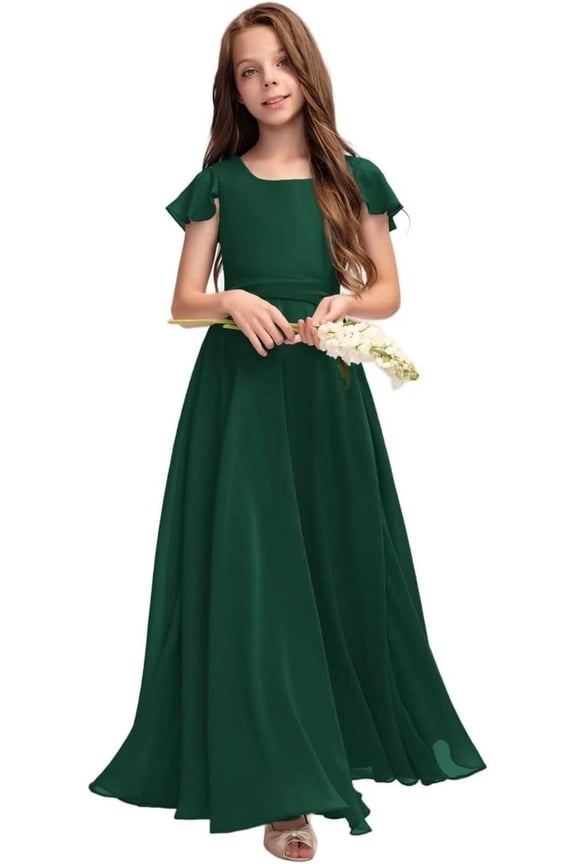 Fancy Girl Junior Bridesmaid Dresses Kids Sleeveless Cute Maxi Dress Teen Long Wedding Party Prom Gowns