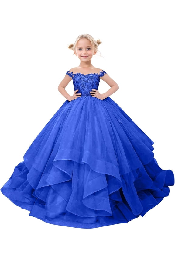 Flower Girl Dress - Elegant Tulle & Lace Princess Gown for Weddings, Pageants, First Communion (Ages 2-16)