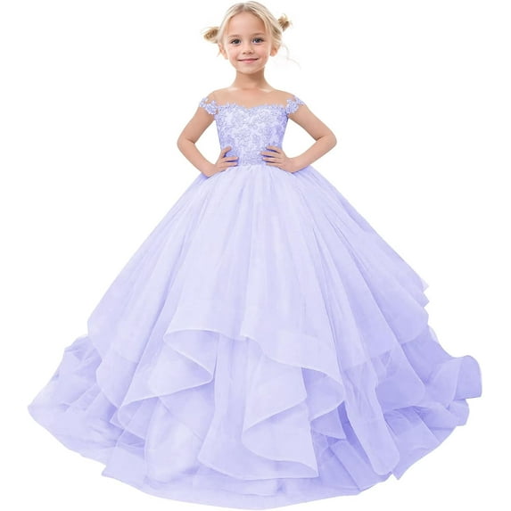 Drtj Flower Girl Dress - Elegant Tulle & Lace Princess Gown for Weddings, Pageants, First Communion (Ages 2-16)