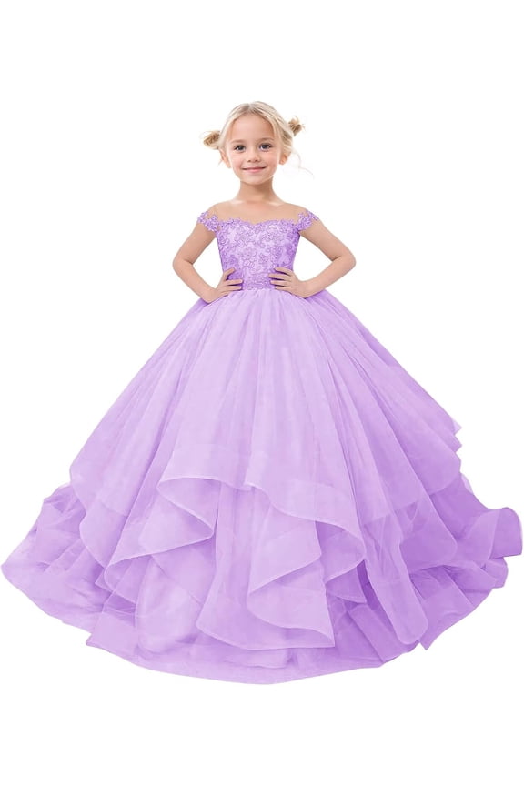 Flower Girl Dress - Elegant Tulle & Lace Princess Gown for Weddings, Pageants, First Communion (Ages 2-16)