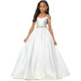 thumbnail image 1 of Drtj Flower Girls Satin Rhinestone Pageant Dresses Princess A-Line Floor Length Formal Wedding Party Gowns, Sized 2-14T, 1 of 6