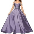 thumbnail image 1 of Drtj Flower Girls Satin Rhinestone Pageant Dresses Princess A-Line Floor Length Formal Wedding Party Gowns, Sized 2-14T, 1 of 6