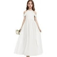 thumbnail image 1 of Drtj Girls A-Line Maxi Dress Junior Bridesmaid Flower Girl Dresses Off-Shoulder Chiffon Dress for Wedding Pageant, 1 of 6
