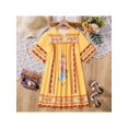 thumbnail image 1 of Drtj Girls' Yellow Floral Boho Dress, Summer Casual Sundress for Ages 8 - 12, 1 of 6