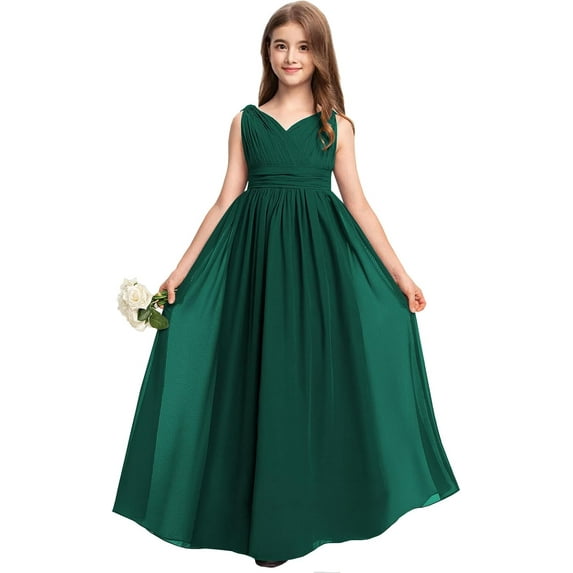 Drtj Junior Girls Bridesmaid Dress Flower Girl Wedding Party Dresses for Teen Chiffon