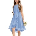 thumbnail image 1 of Drtj Kids A-Line Halter Neck Chiffon Junior Bridesmaid Dresses Fancy Girl Dress Wedding Elegant Party Gown, 1 of 11