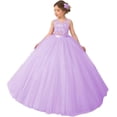 thumbnail image 1 of Drtj Lace Applique Flower Girl Dress Elegant Tulle Princess Ball Gown for Weddings First Communion & Pageants (Ages 2-16), 1 of 5