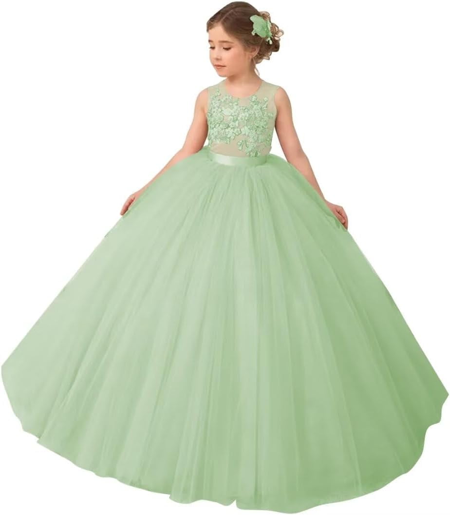 Photography Pageant Dresses For Girls Appliques Flower Ball Gowns Communion Dresses HTA0010