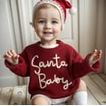 thumbnail image 1 of Drtj Little Brother Matching Outfits Letter Embroidery Knit Sweater Shirt Baby Boy Winter Warm Clothes, Santa baby, 4T, 1 of 9