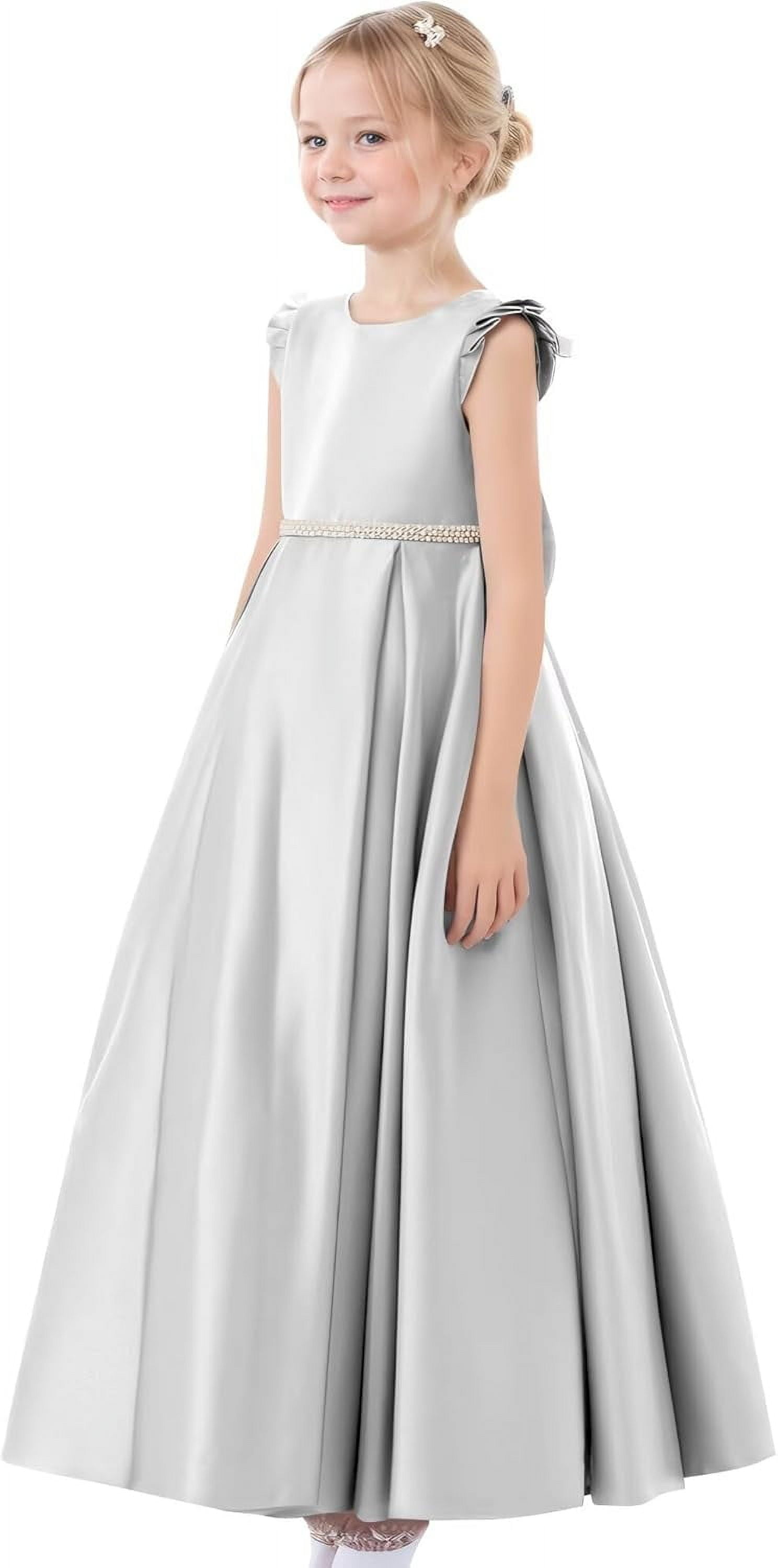 Drtj Satin Flower Girl Dress with Back Bow A-Line Princess Pageant Gown for First Communion, Wedding & Party (2-16 Years) - Walmart.com Drtj Satin Flower Girl Dress with Back Bow A-Line Princess Pageant Gown for First Communion, Wedding & Party (2-16 Years) - Walmart.com