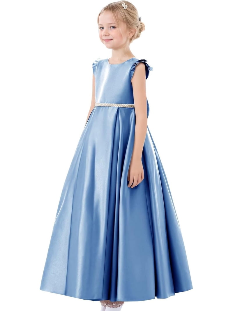 used alfred angelo bridesmaid dresses Children's Dress Princess Dress Birthday Girl's High-end Fluffy Yarn Flower Girl Dress, Blue / 2-3 Years (100cm) main image 1