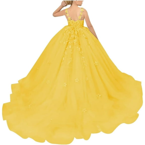 Drtj Tulle Flower Girl Dresses Wedding Floral Appliques Princess Pageant Birthday Party Ball Gown