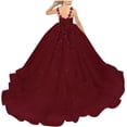 thumbnail image 1 of Drtj Tulle Flower Girl Dresses Wedding Floral Appliques Princess Pageant Birthday Party Ball Gown, 1 of 6
