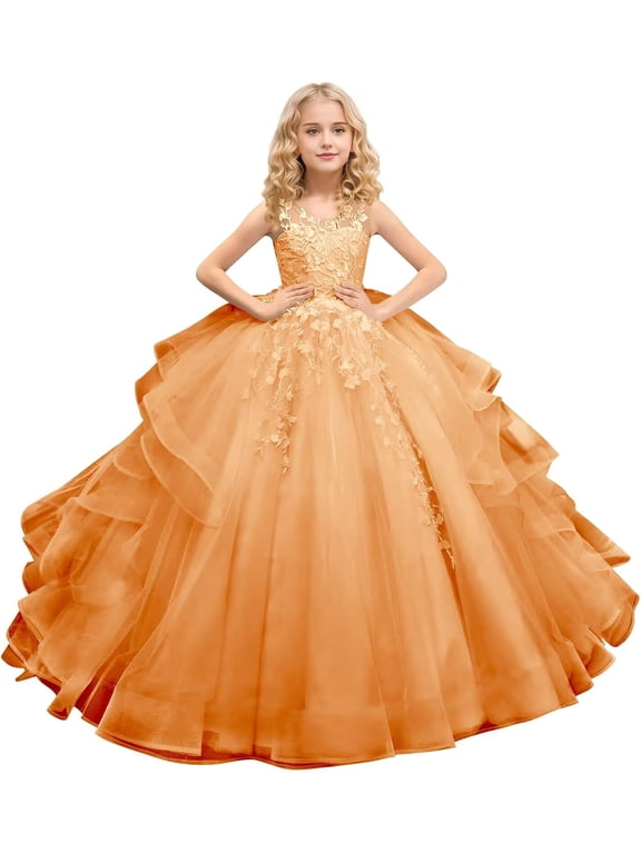 Tulle Flower Girl Maxi Dresses Princess Pageant Dress Wedding Party Evening Formal Pegeant Dance Gown
