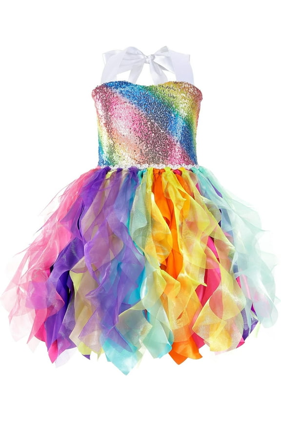 Tutu Dress for Girls Birthday Dress Princess Sparkly Sequin Tulle Toddler Fairy for Fancy Party Outfit,sized 4T, color Multicolor