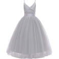 thumbnail image 1 of Drtj V-Neck Flower Girl Tulle WeddingBridesmaid Dresses Princess Dresses Children's Birthday Ball Formal Dresses Girls Prom Dresses, Sized 13T, Color Gray, 1 of 6