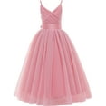 thumbnail image 1 of Drtj V-Neck Flower Girl Tulle WeddingBridesmaid Dresses Princess Dresses Children's Birthday Ball Formal Dresses Girls Prom Dresses, Sized 12T, Color Pink, 1 of 6