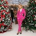 thumbnail image 1 of Drtj Women's Christmas Santa Claus Printed 2-Piece Suit Set, Festive Blazer & Pants Outfit, 9 Colors for Holiday Celebrations, 1 of 5