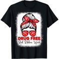 thumbnail image 1 of Drug Free Shirt Red Ribbon Week Awareness Messy Bun Bleached T-Shirt, 1 of 4