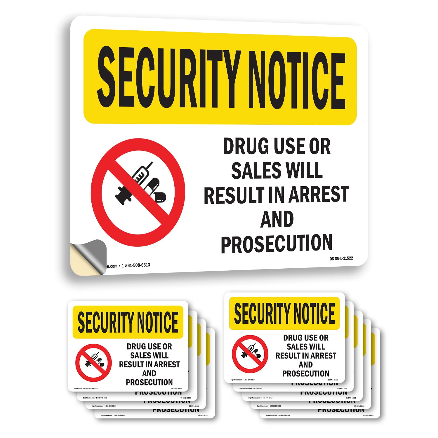Drug Use Or Sales OSHA Security Notice Vinyl Decal Label 10 Inch x 7 ...