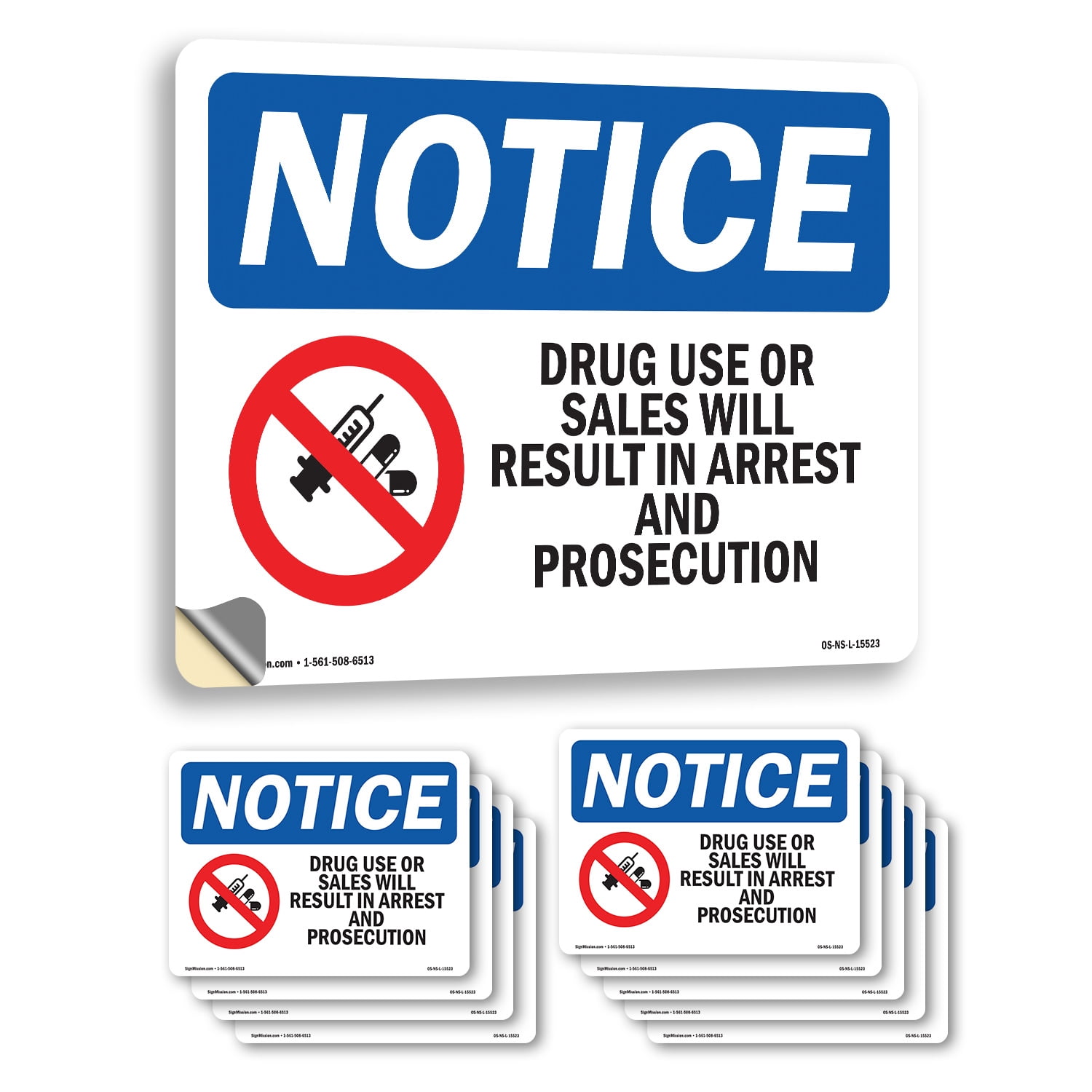 Drug Decals Drug Use Or Sales Will Result In Arrest OSHA Notice Vinyl Decal Label ...