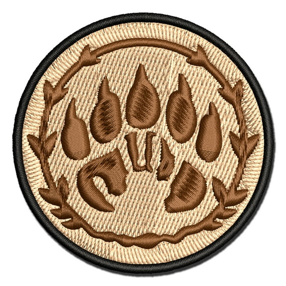Druid Bear Claw Hand Print Applique Multi-Color Embroidered Hook & Loop Patch - 3 Inch Medium