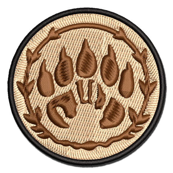 Druid Bear Claw Hand Print Applique Multi-Color Embroidered Iron-On Patch - 2.0 Inch Mini