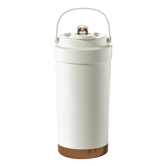 Drum Ceramic Straw Drum Water Bottle With Lid Straw Large Capacity Carrying Coffee Processing Vacuum Insulation Ceramic Outer Jacket No Overflow Insulation Vintage Glass Coffee Cups Vintage Glassware