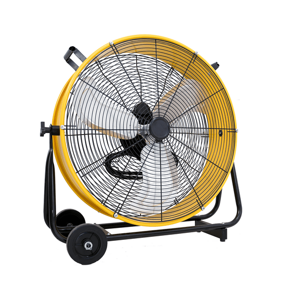 Drum Fan, 24 Inch 8700 CFM High Velocity Heavy Duty Floor Shop Fan, 3-Speed, 9ft Cord, 180Adjustable Tilting, Commercial Industrial Use for Warehouse, Workshop, Factory, Basement