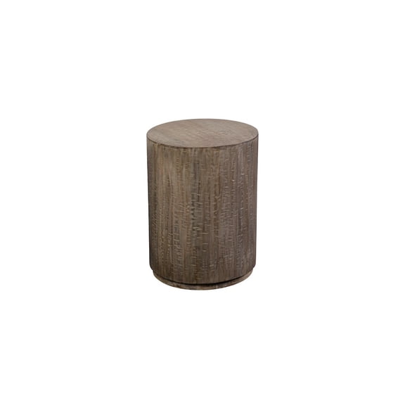 Drum Gray Wash Mango Wood Round End Table.