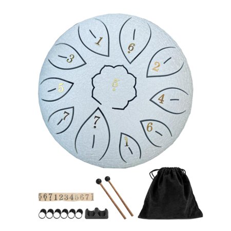 Drum Hand Drum Drums,11 Tones little hand Drum Steel Percussion Instrument with Bag for Camping,Yoga,Meditation White