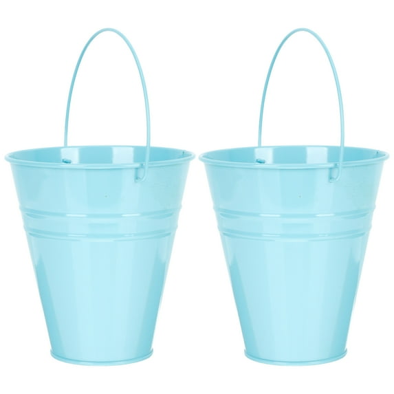 TABLZONE Metal Flower Pots Set of 2 - Iron Plant for Indoor Outdoor Decor