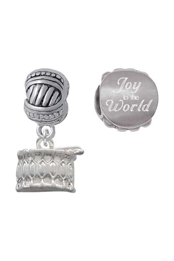 Drum Joy to the World Charm Beads (Set of 2)