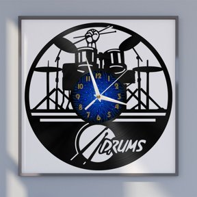 Drum Kit 12 Inch Vinyl Record Wall Clock - Silent, Creative, and Unique Clock for Living Room, Entryway, or Bedroom Decor - Perfect Gift Idea(12 inchs B without LED)