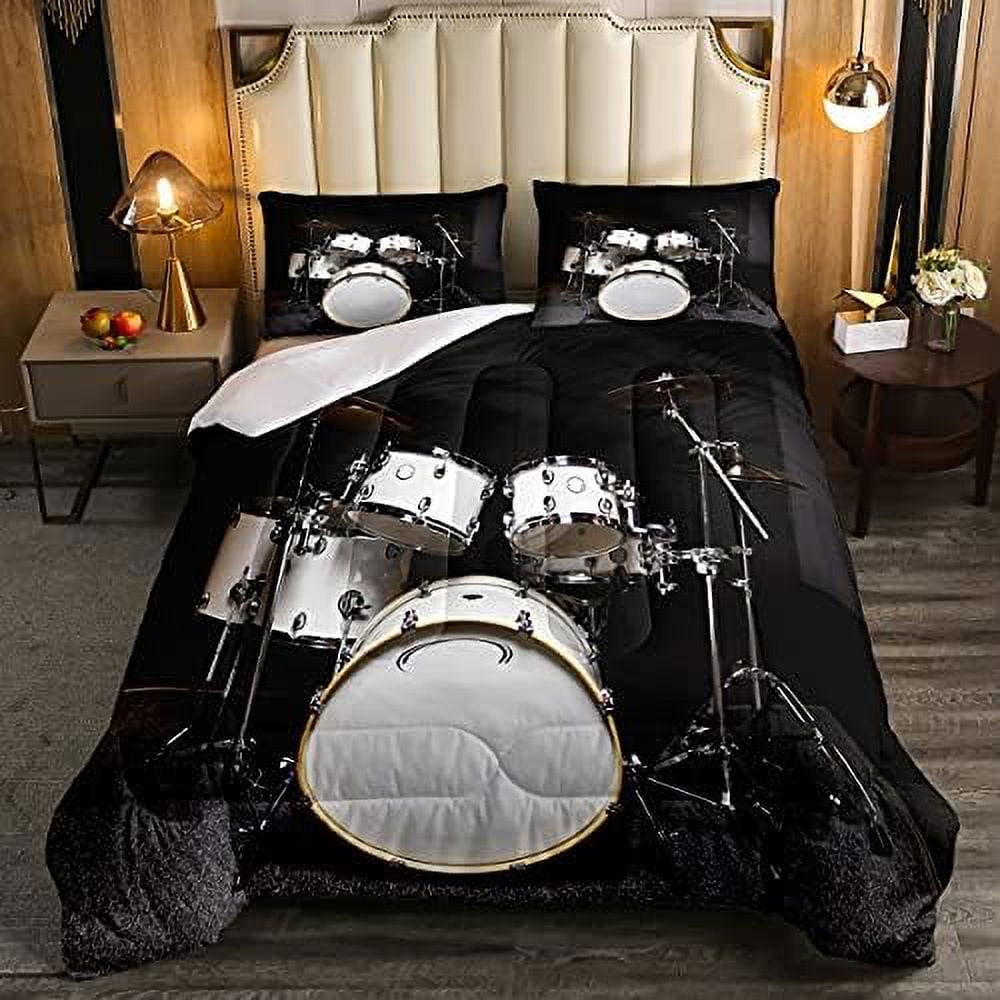 Drum Kit Bedding Set Full Size for Kids Boys Teens Man Rock Music Duvet ...