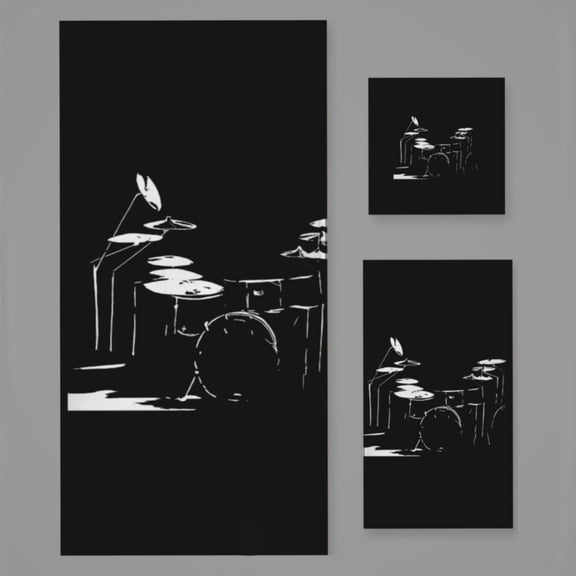 Drum Kit Black And White Bath Towel Sets For Bathroom Hand Towels Fingertip Towels 3 Piece Soft Absorbent For Bathroom Kitchen Hotel Beach