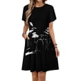 thumbnail image 1 of Drum Kit Black And White Dress Fashion Beach Short Sleeve Dresses Female Party Printed Sundress, 1 of 7