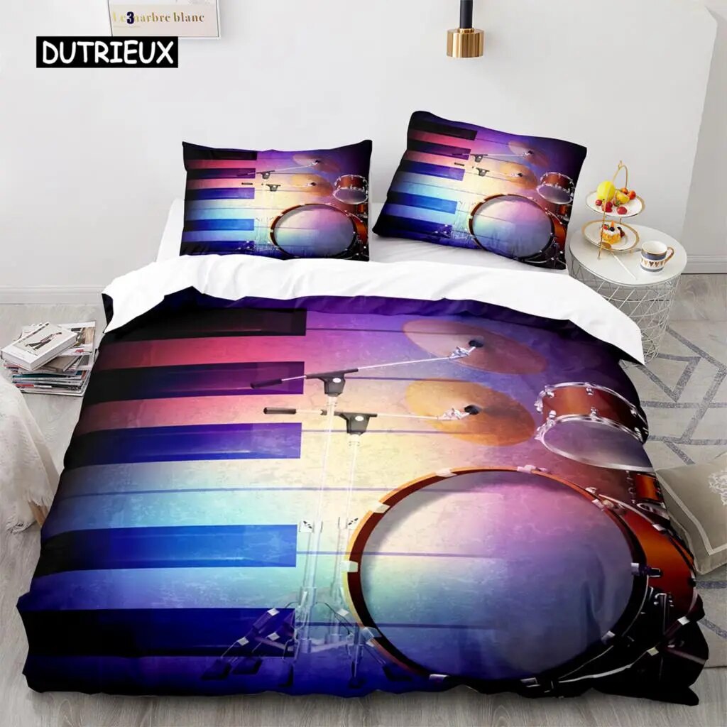 Drum Kit Duvet Cover Set Classical Music Comforter Cover Musical